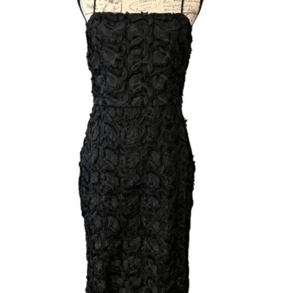 NEW COOPER ST Chenille Fabric Midi COCKTAIL DRESS $200‎ Size 8 NORDSTROM Black - Picture 2 of 16